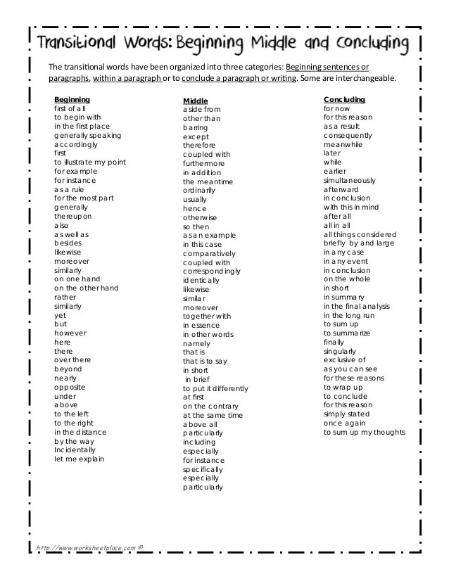 Essay transition sentences between paragraphs