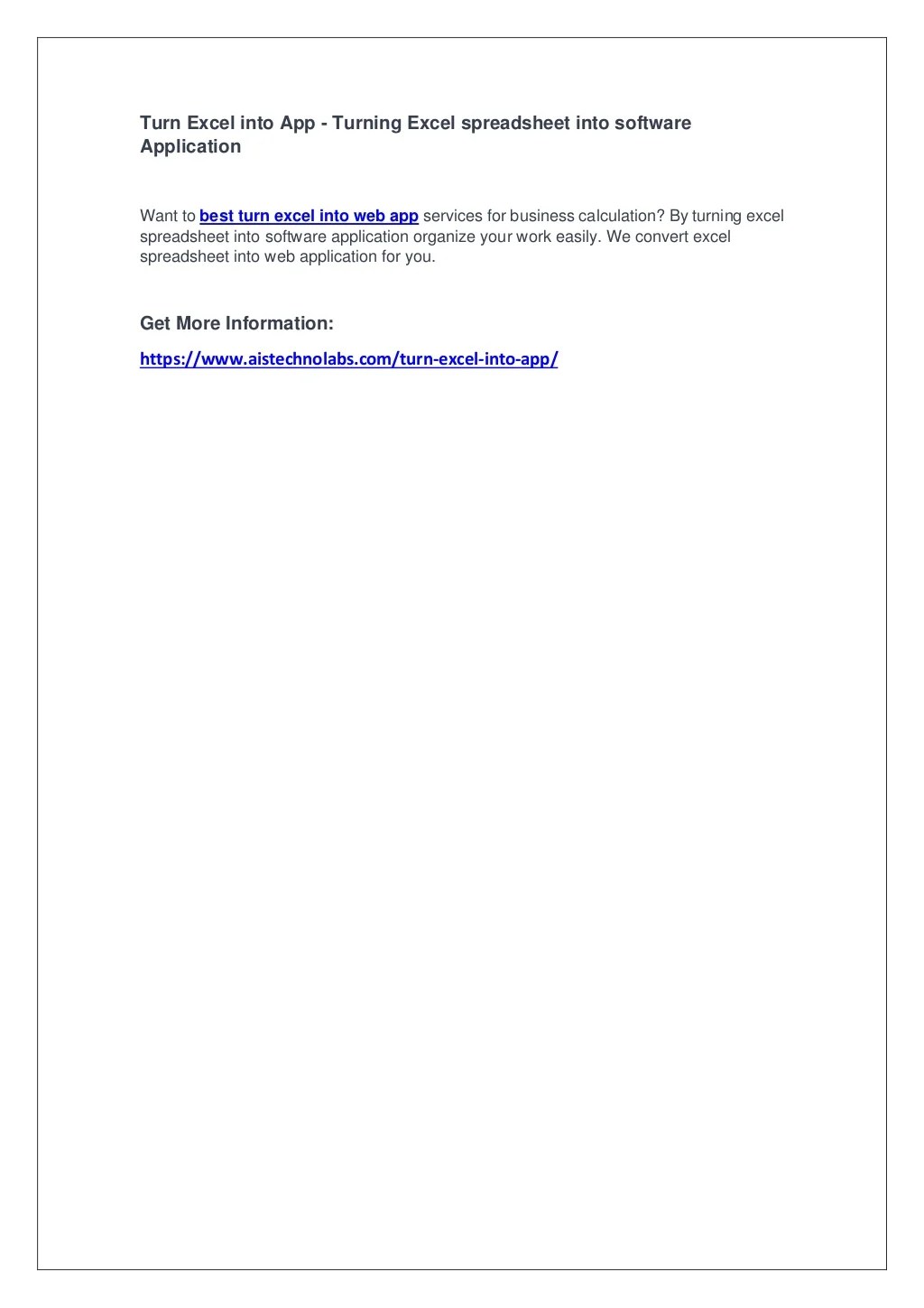 Turn Excel into App Turning Excel spreadsheet into software Application