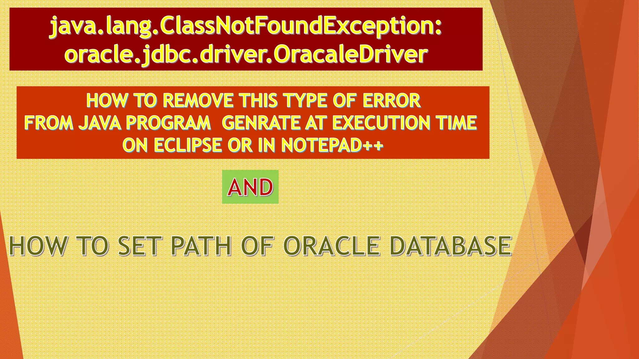 java.lang.ClassNotFoundException oracle.jdbc.driver.OracaleDriver PPT
