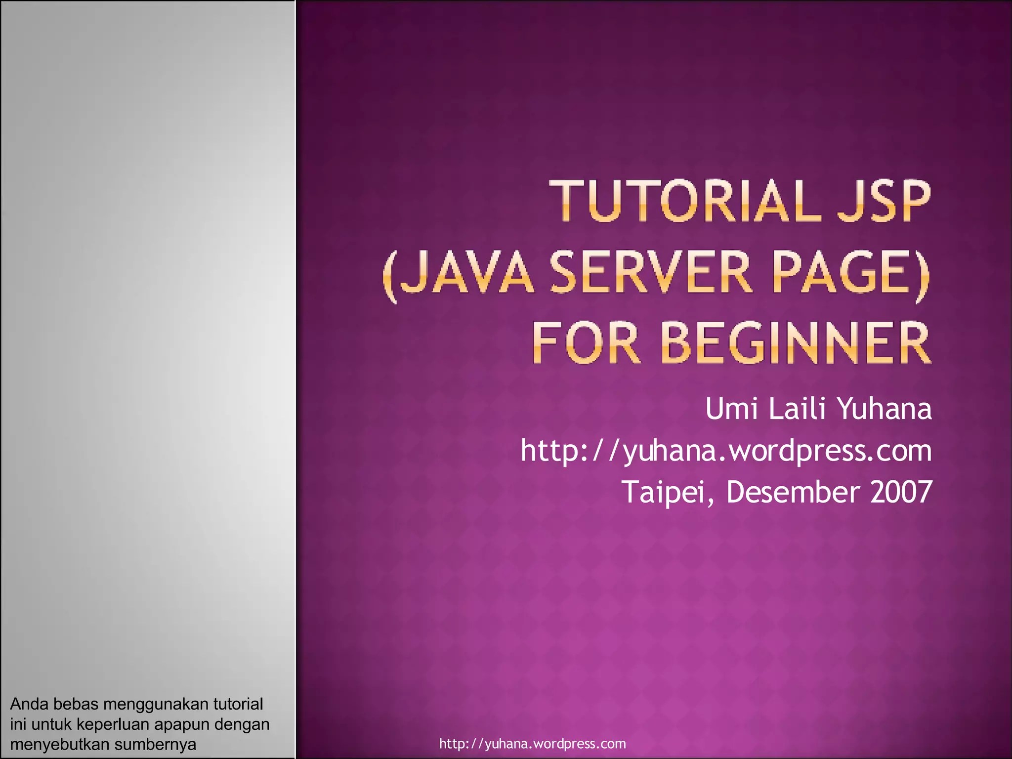 Tutorial Jsp (Java Server Page) Bagian 1 PPT