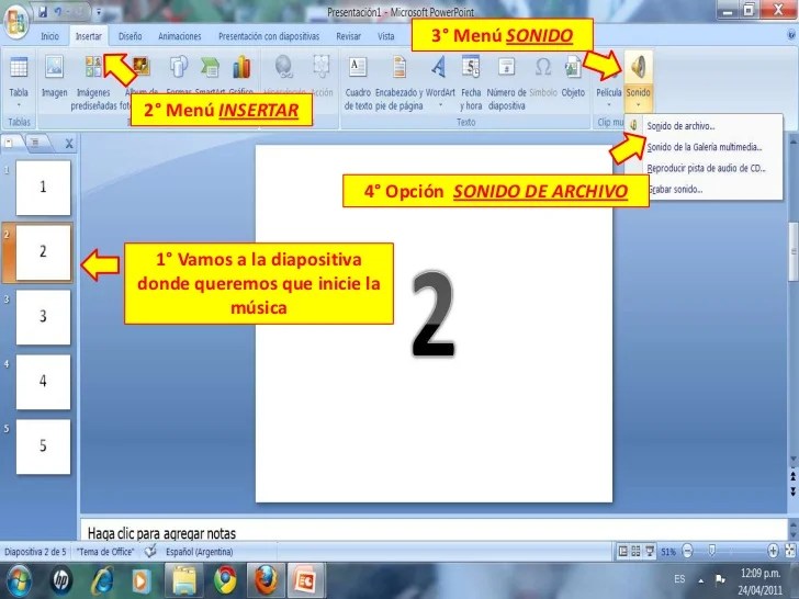 Tutorial colocar musica en power point