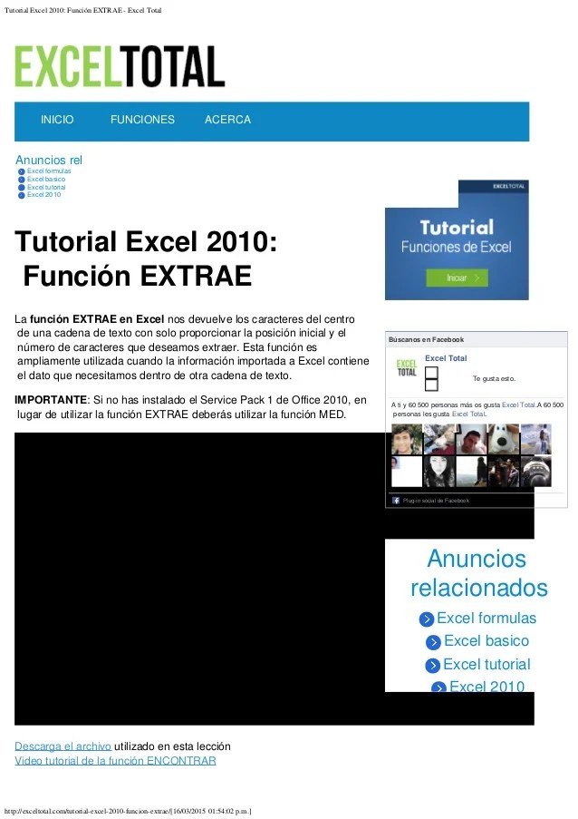 Tutorial excel 2010 función extrae