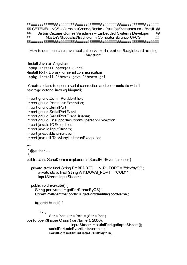 Rxtx Serial Port Example