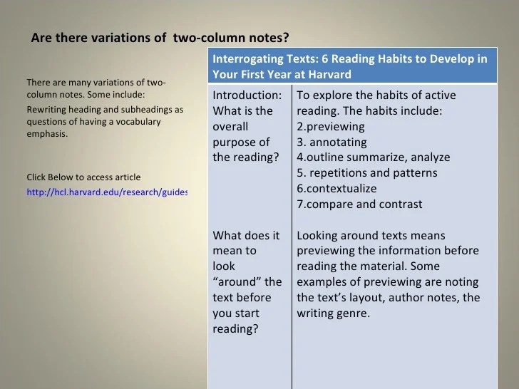 Two Column Notes Made Easy