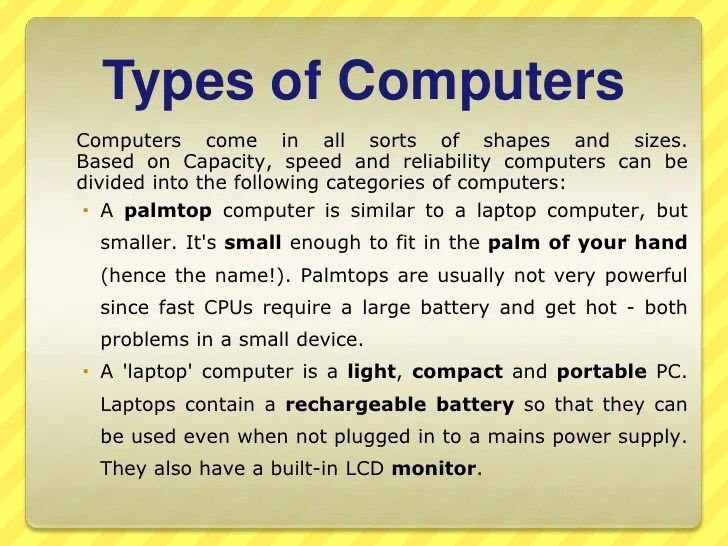 Types and components of computer system