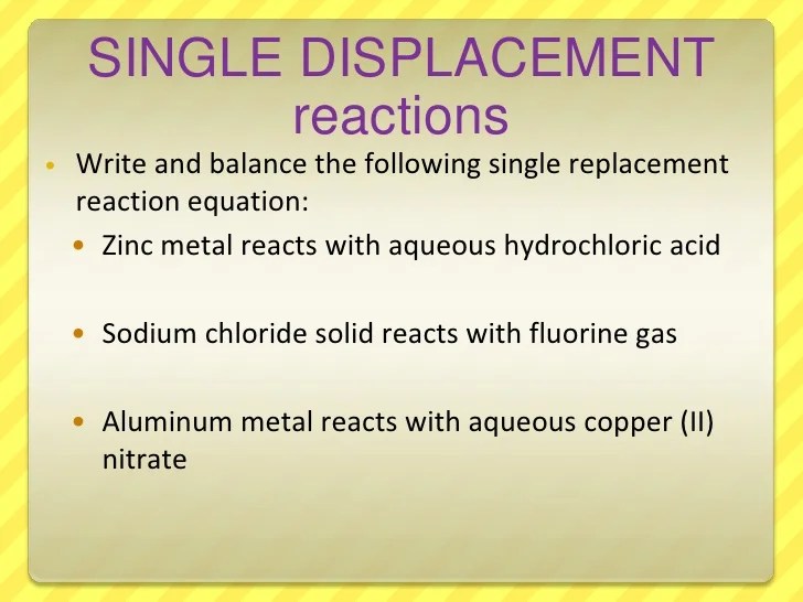 Types of reactions year 10