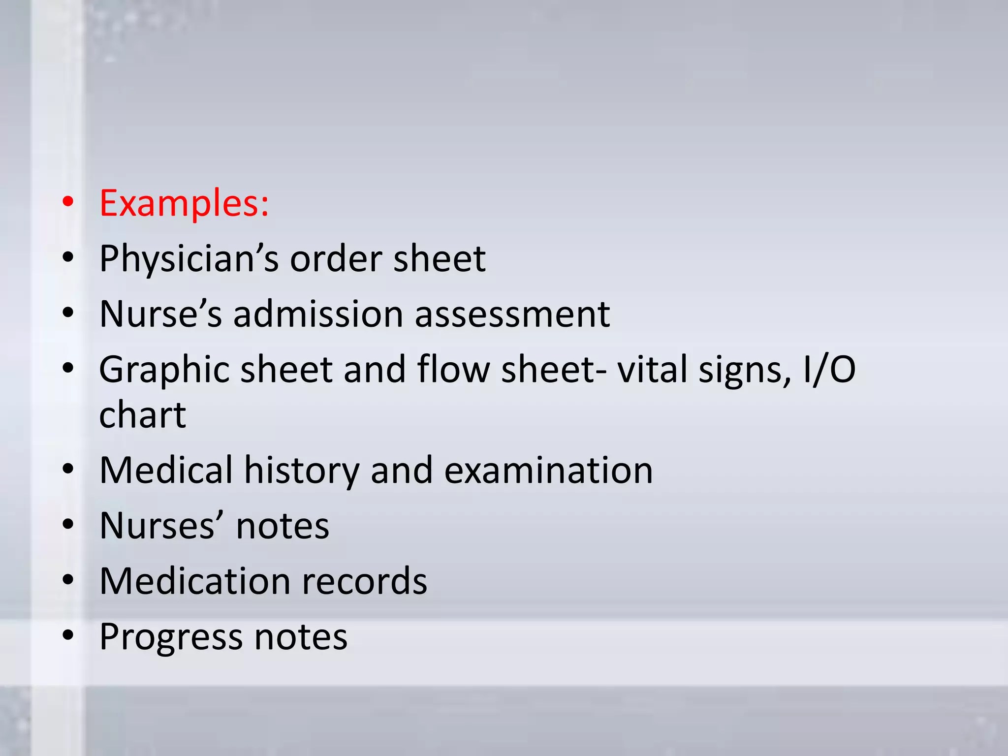 Types of records and common record keeping forms & computerized