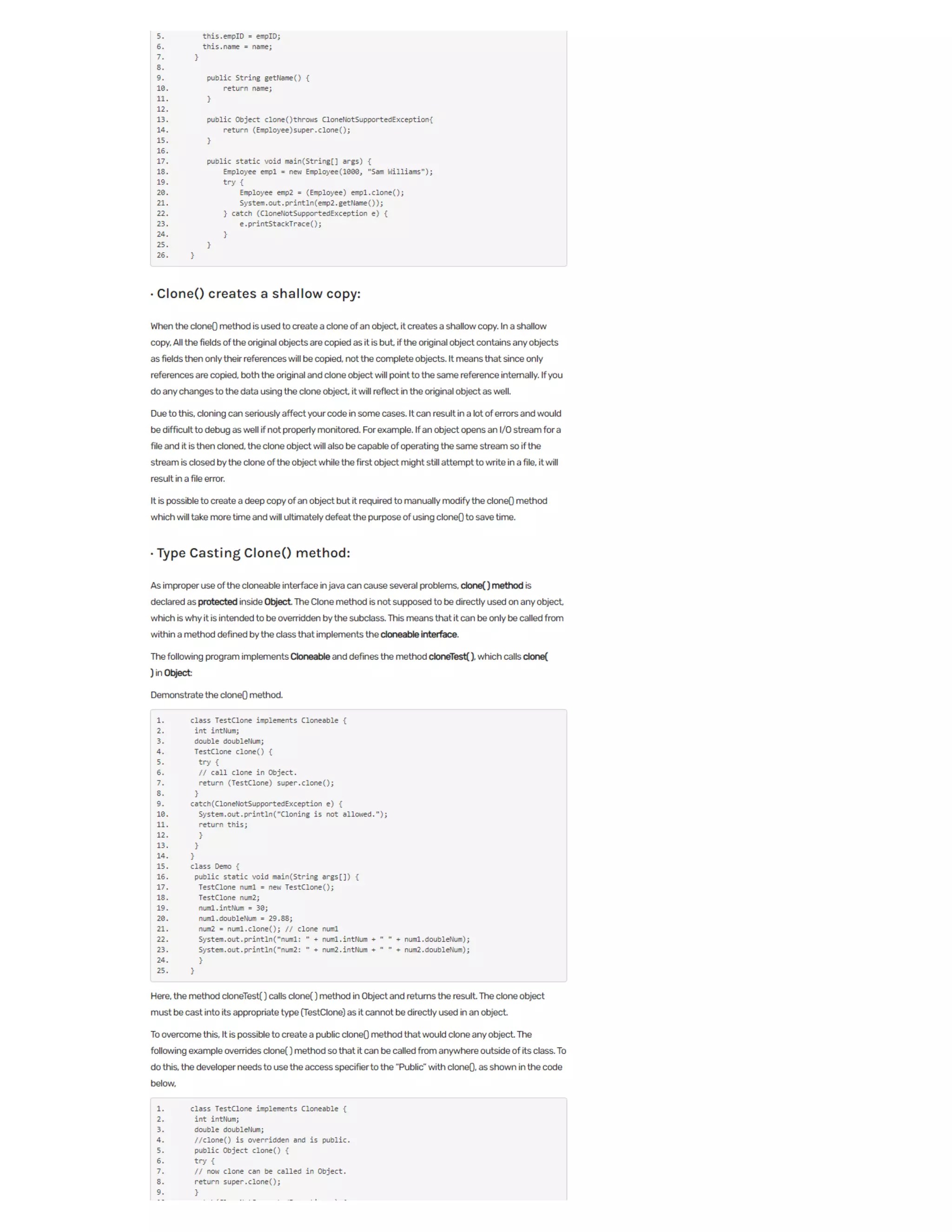 Understanding the Cloneable interface in Java PDF