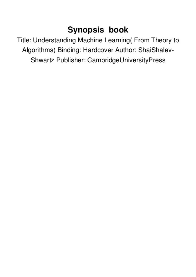 Understanding Machine Learning From Theory to Algorithms <em>PDF_Full</em>