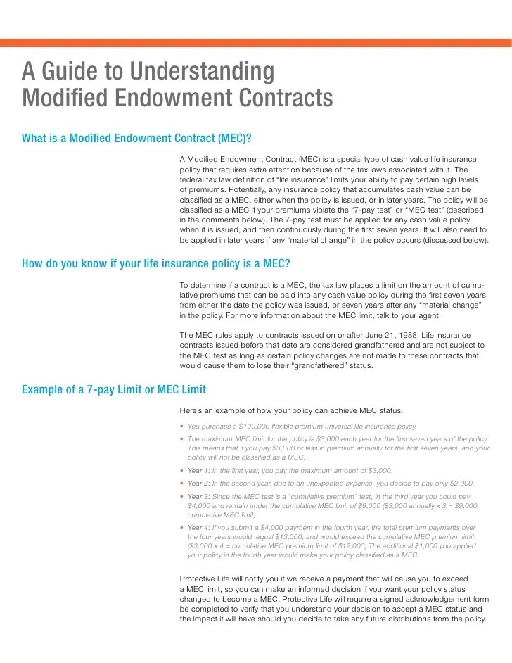 Understanding Modified Endowment Contracts (MEC)