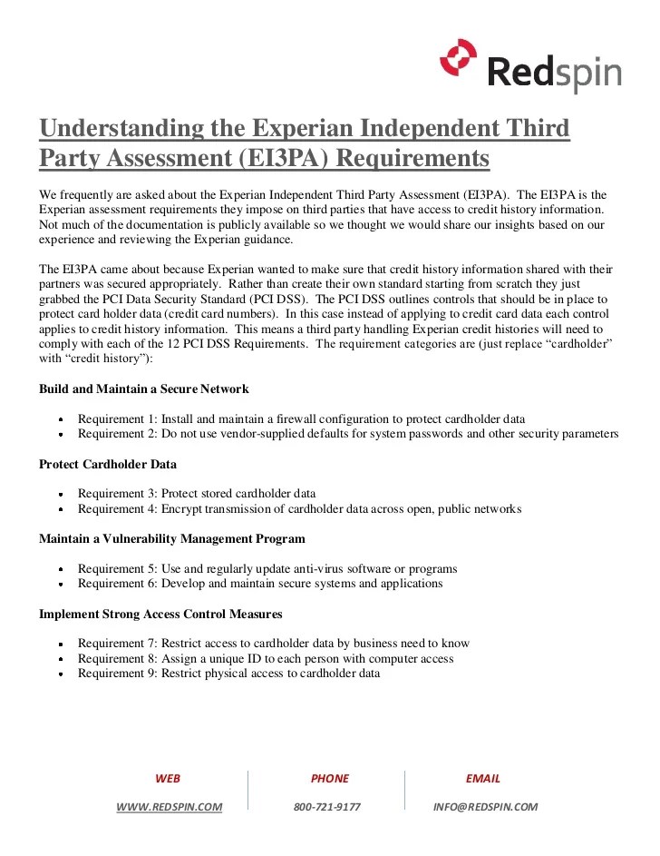 Understanding the Experian independent third party assessment (EI3PA Understanding the Experian independent third party assessment (EI3PA