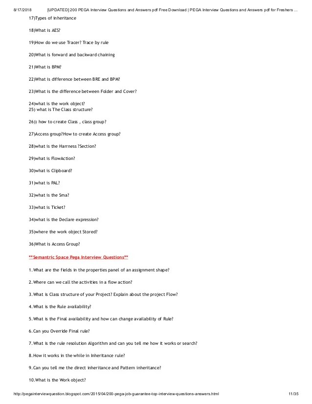 [Updated] 200 pega interview questions and answers pdf free download