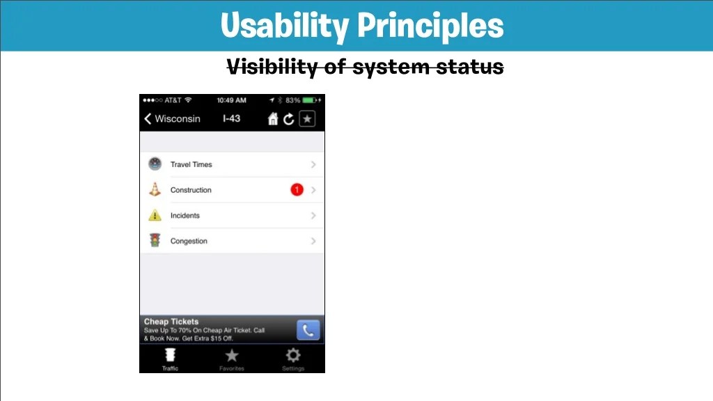 Visibility of system status Usability
