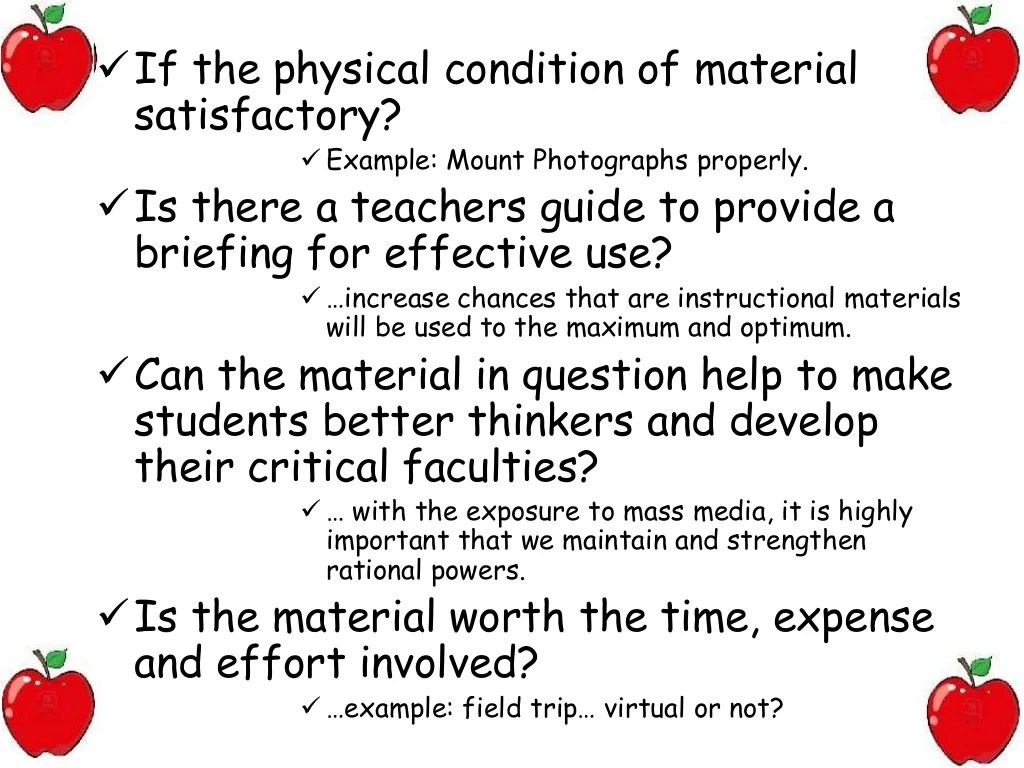 USING AND EVALUATING INSTRUCTIONAL MATERIALS