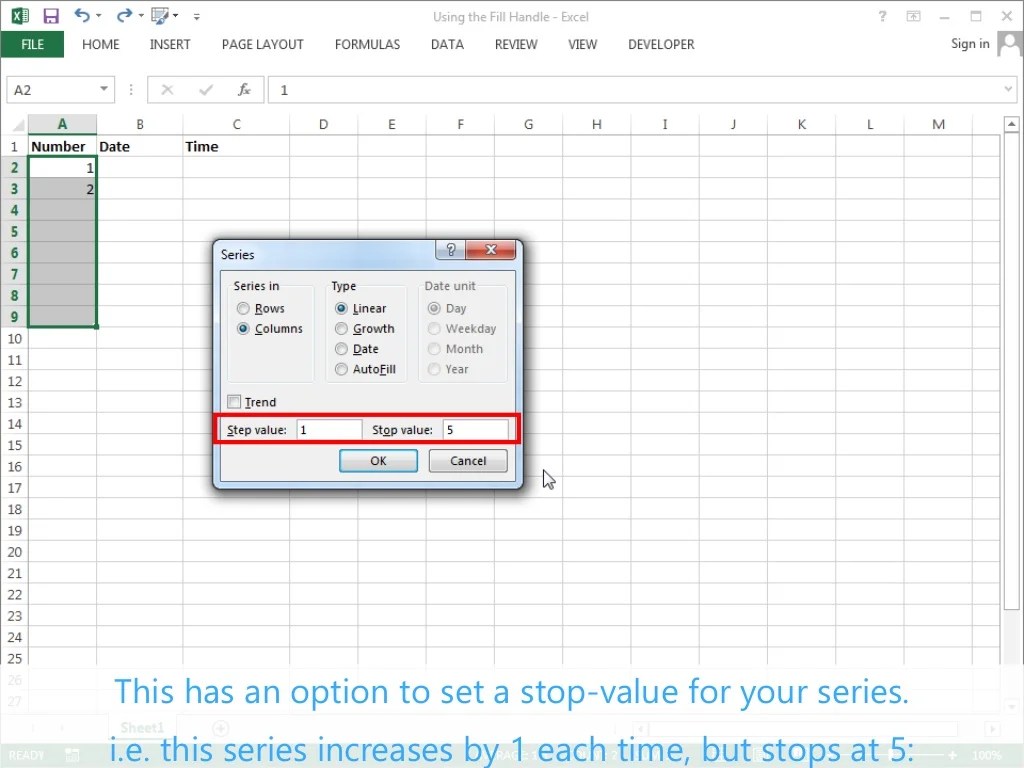 Using the Fill Handle Excel 2013 Tutorial