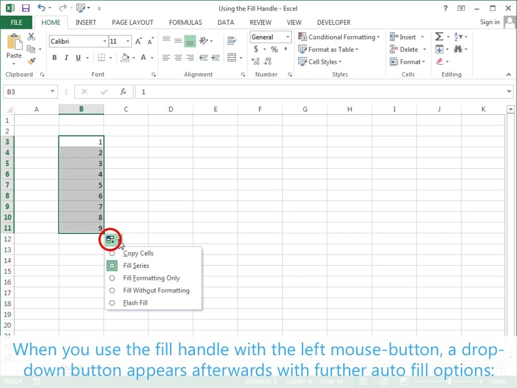 Using the Fill Handle Excel 2013 Tutorial