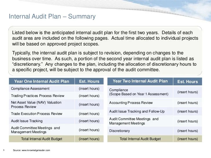 Utf8''internal audit plan presentation to the audit committee