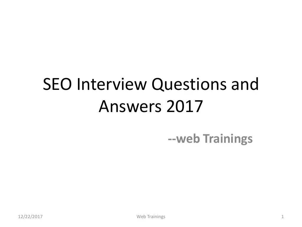 SEO Interview Questions and Answers 2017