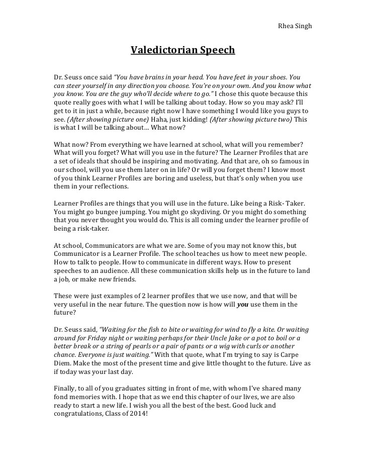 Valedictorian Speech Quotes. QuotesGram