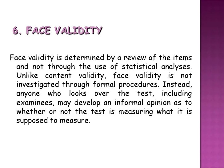 Example Of Face Validity In Research