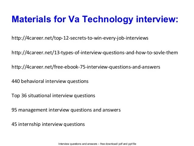 Va technology interview questions and answers