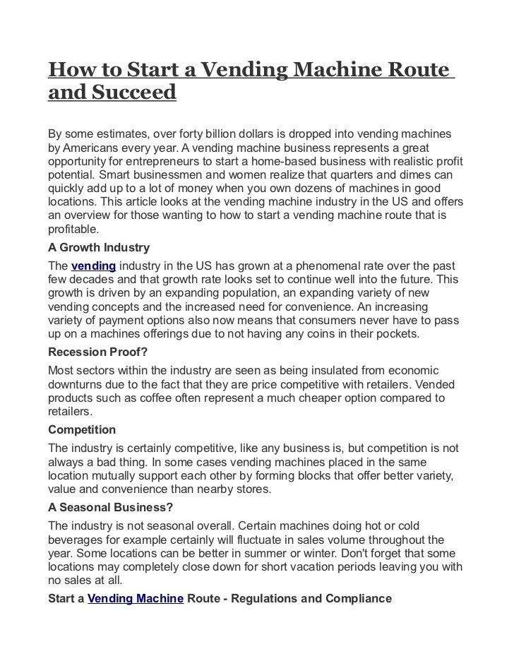 Vending Machine Business Marketing Plan