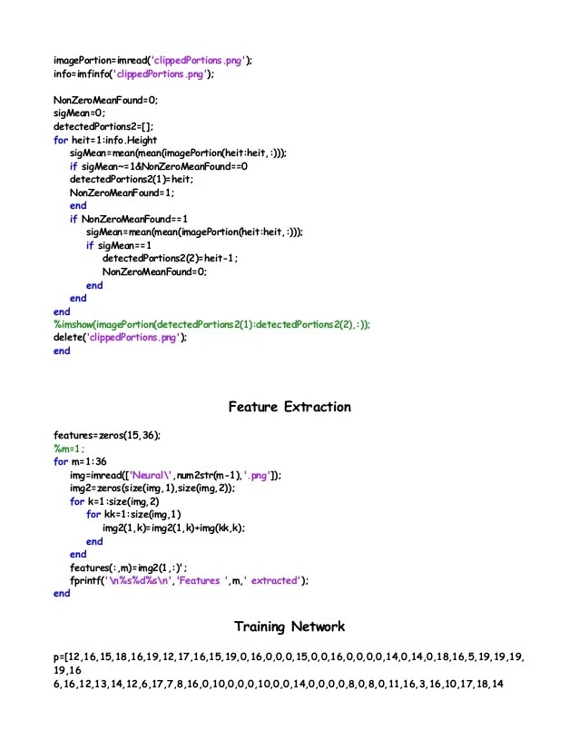 Optical Character Recognition in matlab Optical character.