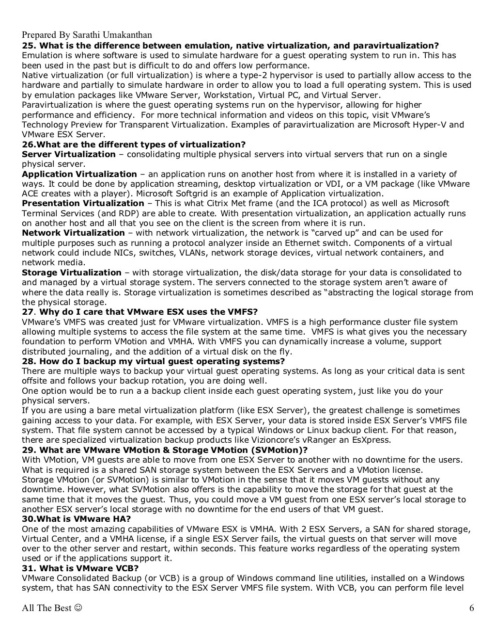 VMware Interview questions and answers