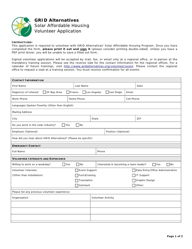 Volunteer Application Form