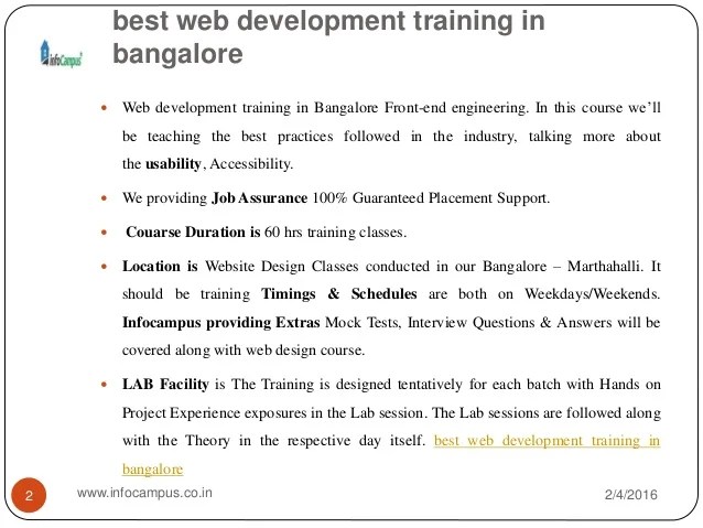 Web development training in bangalore