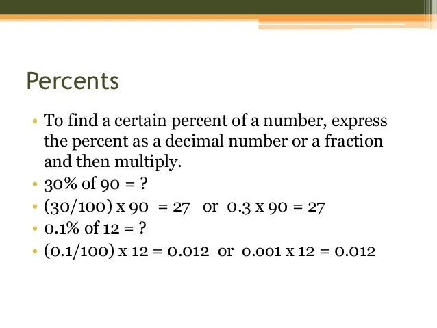 Week 2 Decimal Numbers and Percents