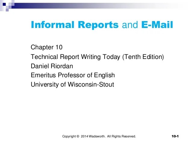 Week 4 Informal Reports and Email