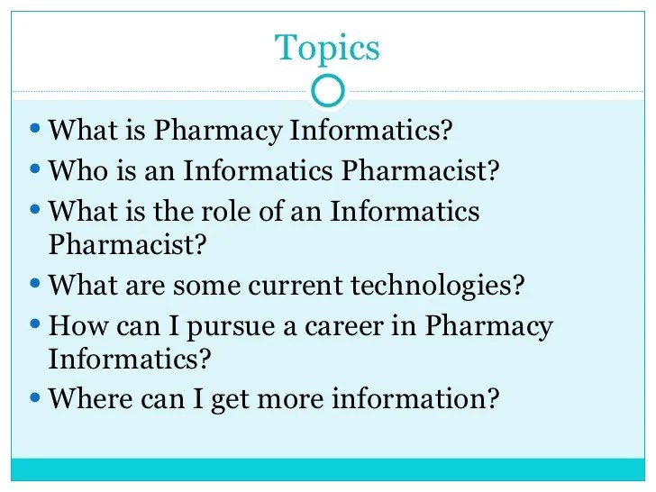 What is Pharmacy Informatics?