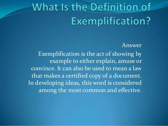 What is the definition of exemplification