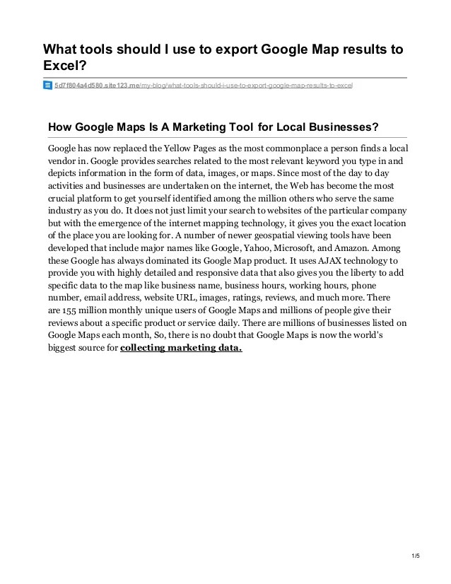 What tools should i use to export google map results to excel?