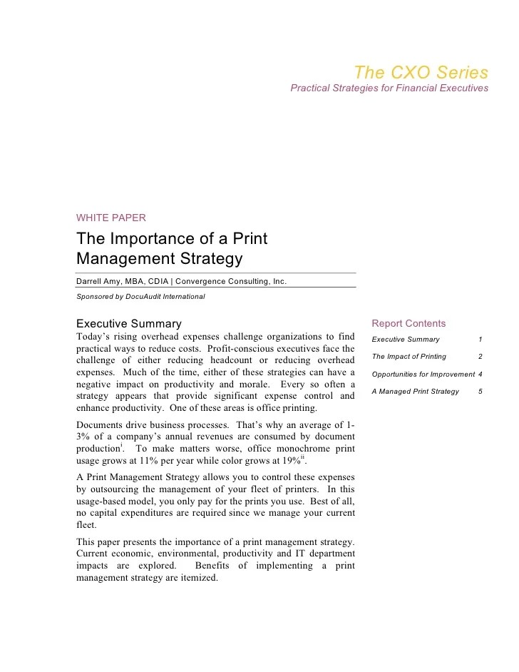 White Paper The Case For Managed Print Services