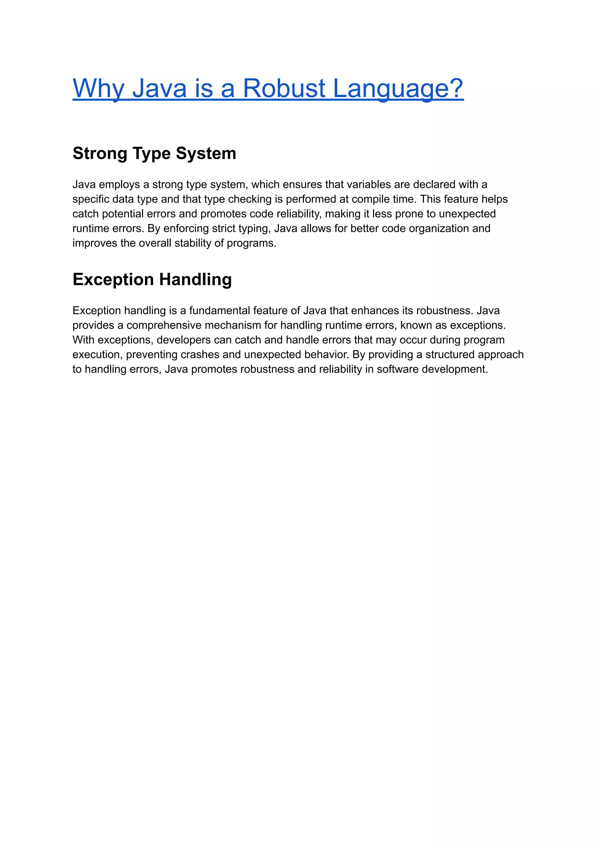 Why Java is a Robust Language PDF