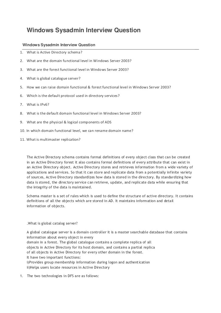 Windows sysadmin interview question