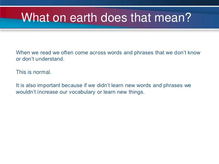 Working out meaning of phrases from context