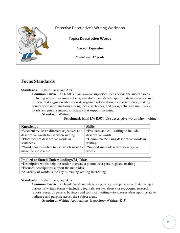 Work sample first grade detective descriptives writing tasha…