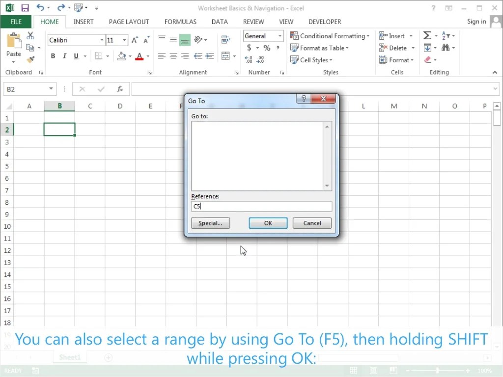 Worksheet Basics & Navigation Excel 2013 Tutorial