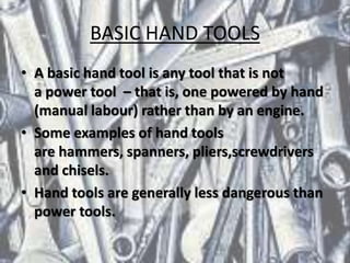Workshop technology hand basic tools | PPTX