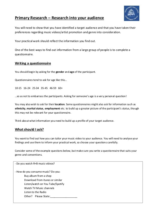 Writing a questionnaire
