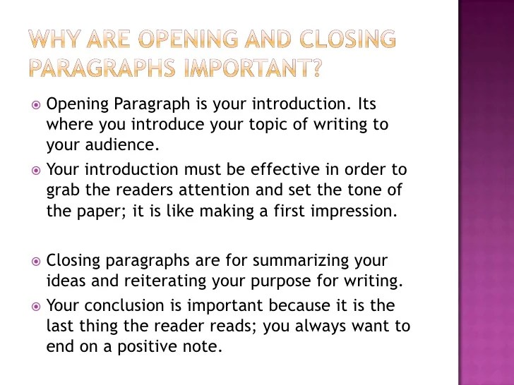 Writing Effective Opening And Closing Paragraphs