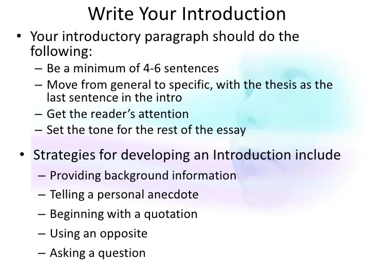 Write a Great First Sentence and Introductory.