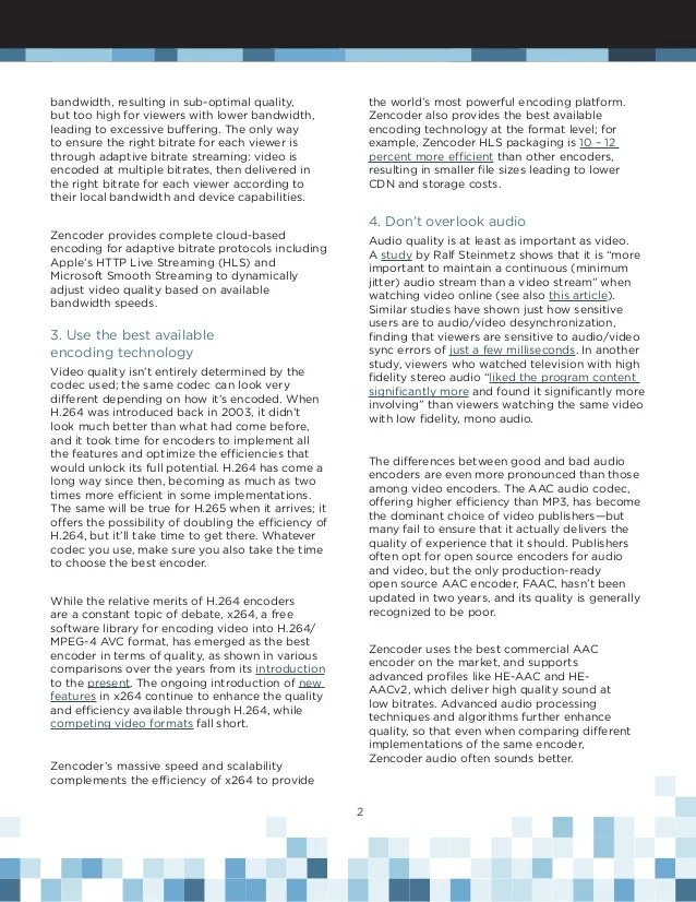 Zencoder Guide to Encoding for Quality