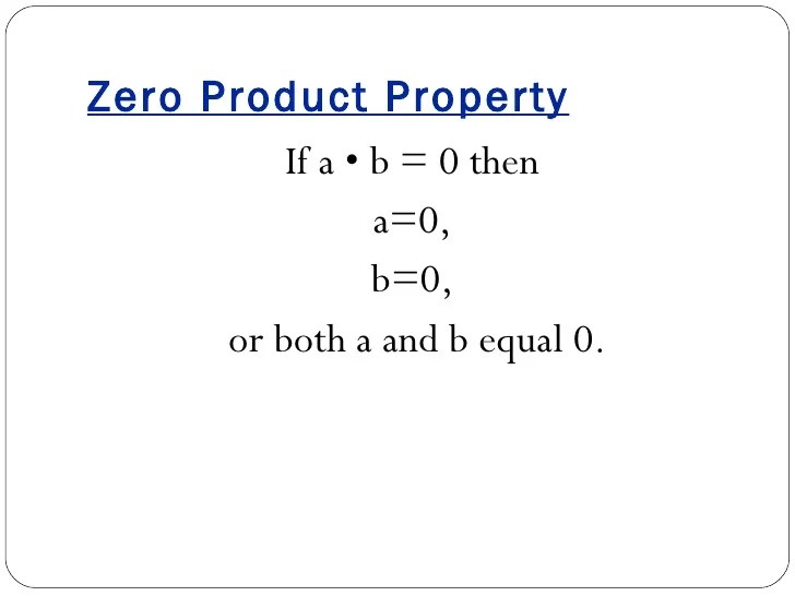 Zero product property notes