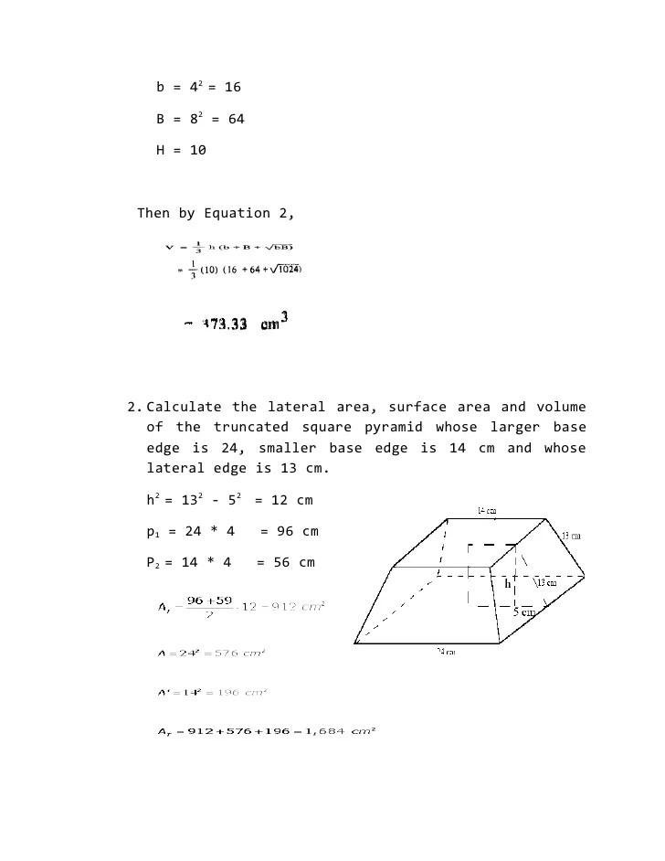 solid mensuration (solids with volume equals mean BH)