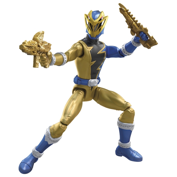 Power Rangers Dino Fury Gold Ranger 15cm Toy with Key and Dino Accessory Smyths Toys UK