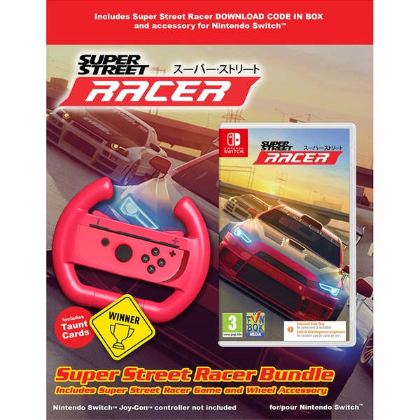 Super Street Racer (download code in box) + Red Steering Wheel Bundle Nintendo Switch Smyths